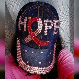 🔴 $36🔥 NEW Breast Cancer Awareness Bling Hat 🎀🎗️
